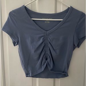 Dark blue American Eagle ruffled middle crop top